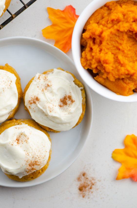 Pumpkin Cookies with Cream Cheese Frosting