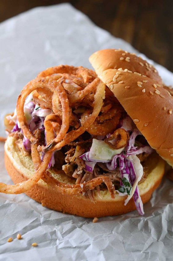 Slow Cooker Pork Sandwiches with Cilantro Lime Slaw