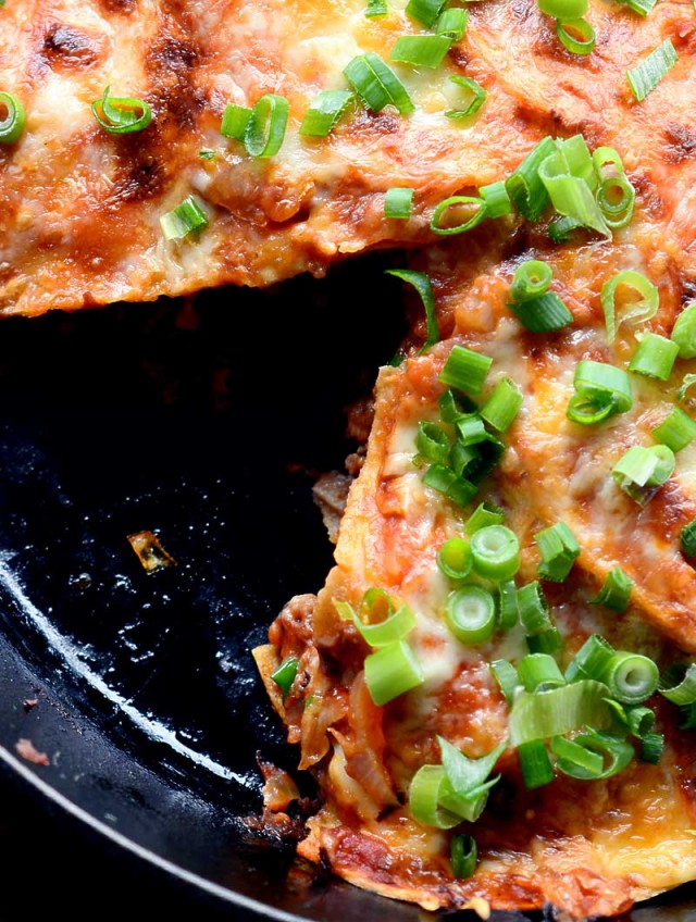 Chorizo and Hatch Chile Skillet Enchilada