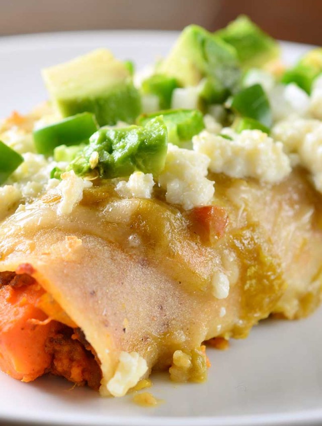 Chorizo and Sweet Potato Enchiladas