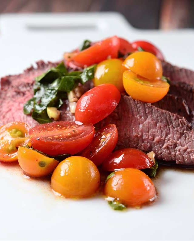 Grilled Flat Iron Steak with Tomato Salad