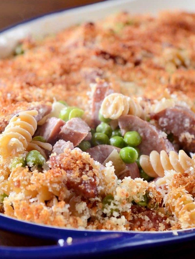 Kielbasa and Pea Casserole