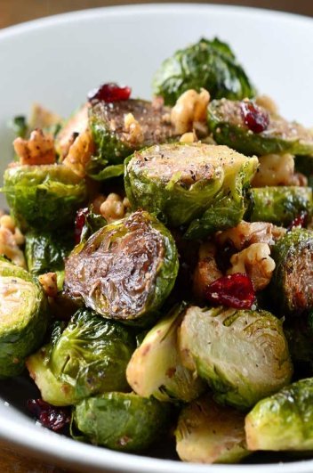 Roasted Brussels Sprouts, Walnuts and Cranberries