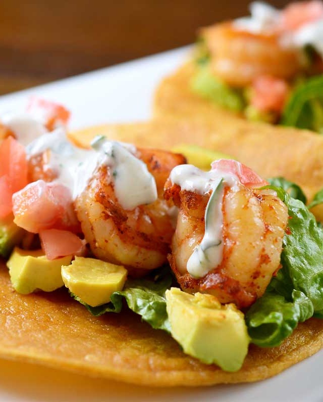 Shrimp Tacos with Cilantro-Lime Sour Cream