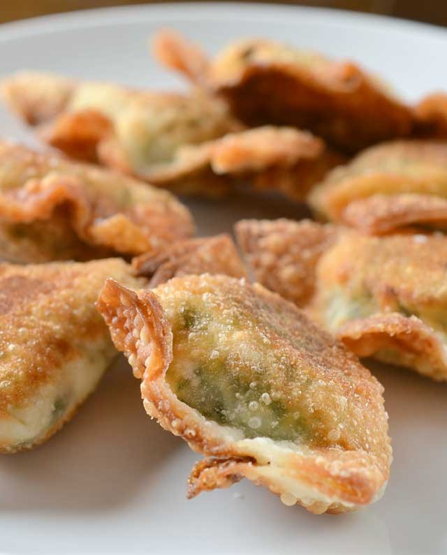 Spinach, Kale and Cream Cheese Wontons