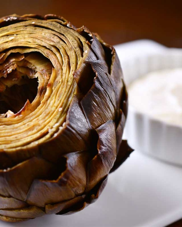 Whole Roasted Artichoke with Roasted Garlic Lemon Dip