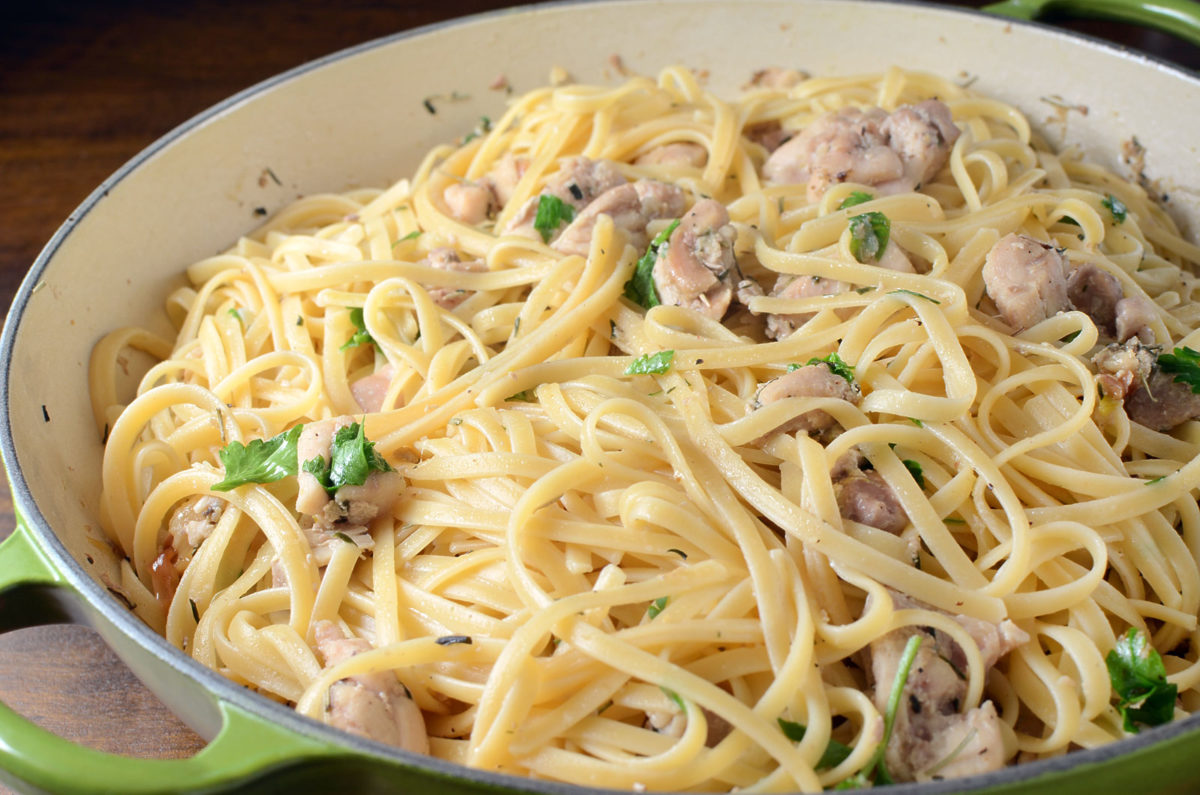 40 Clove Chicken Linguine