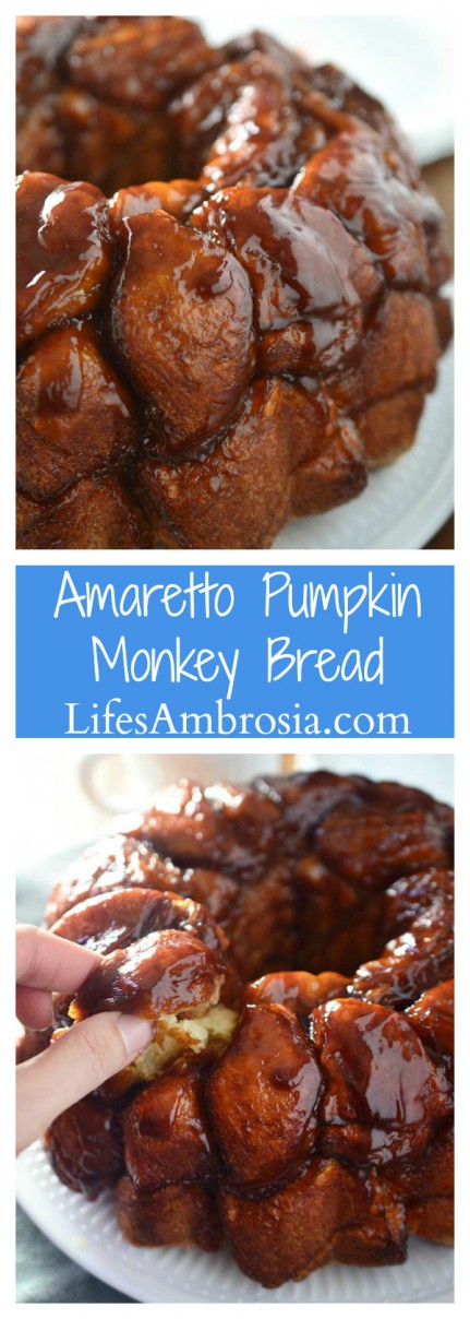 A fall twist on monkey bread, this Amaretto Pumpkin Monkey Bread is sweet, decadent and easy to make! 