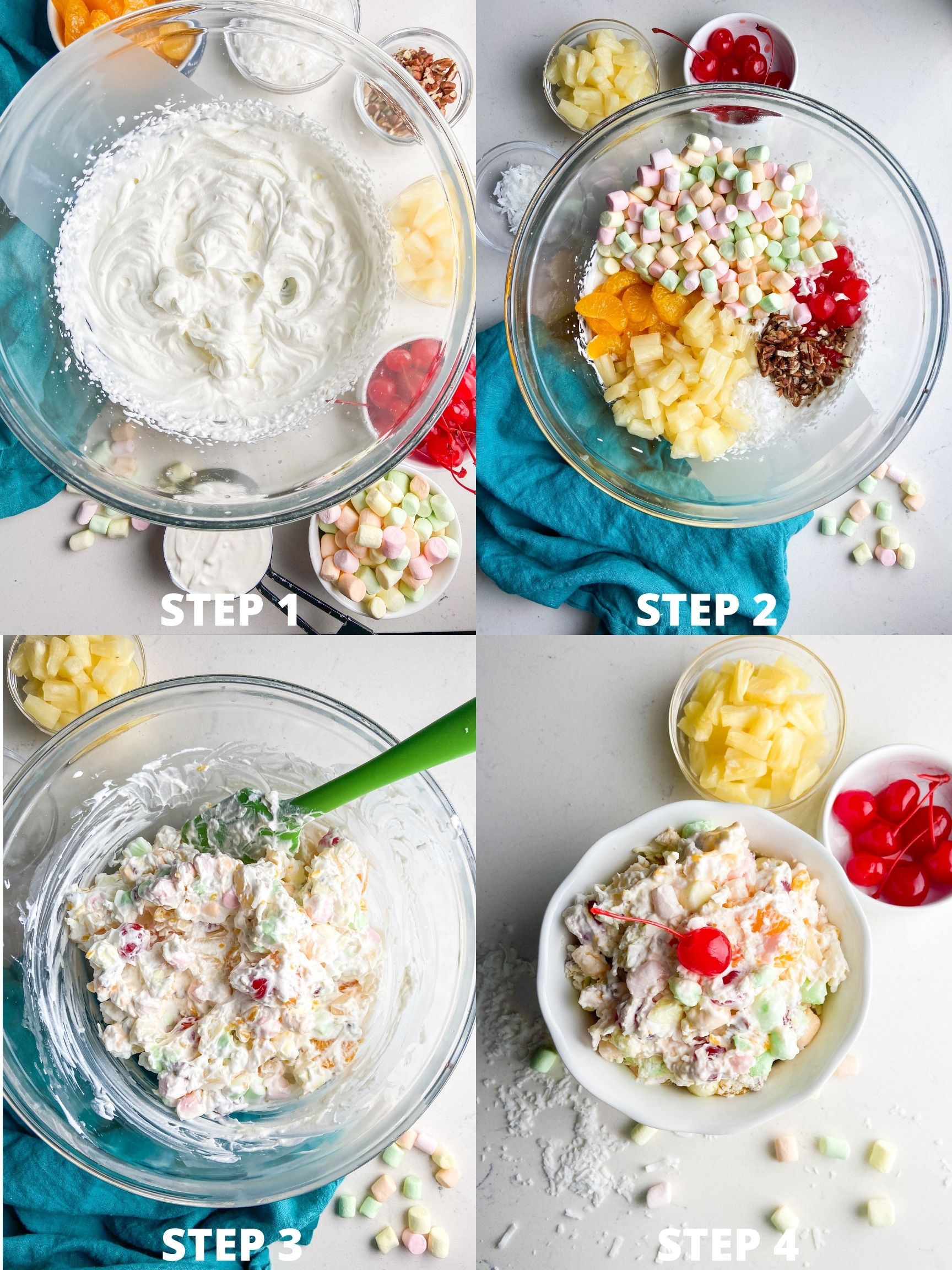 Step by Step photos for making ambrosia salad