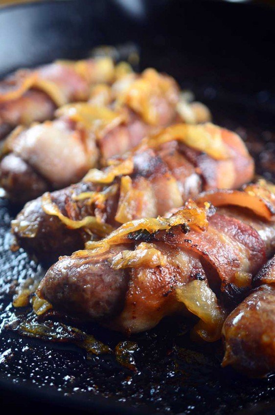 Bacon Wrapped Beer Brats