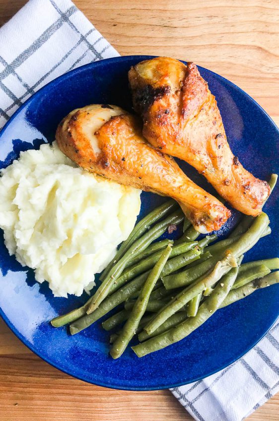 This recipe for simple baked chicken legs is a kitchen staple! A great weeknight dinner and perfect for the whole family! 