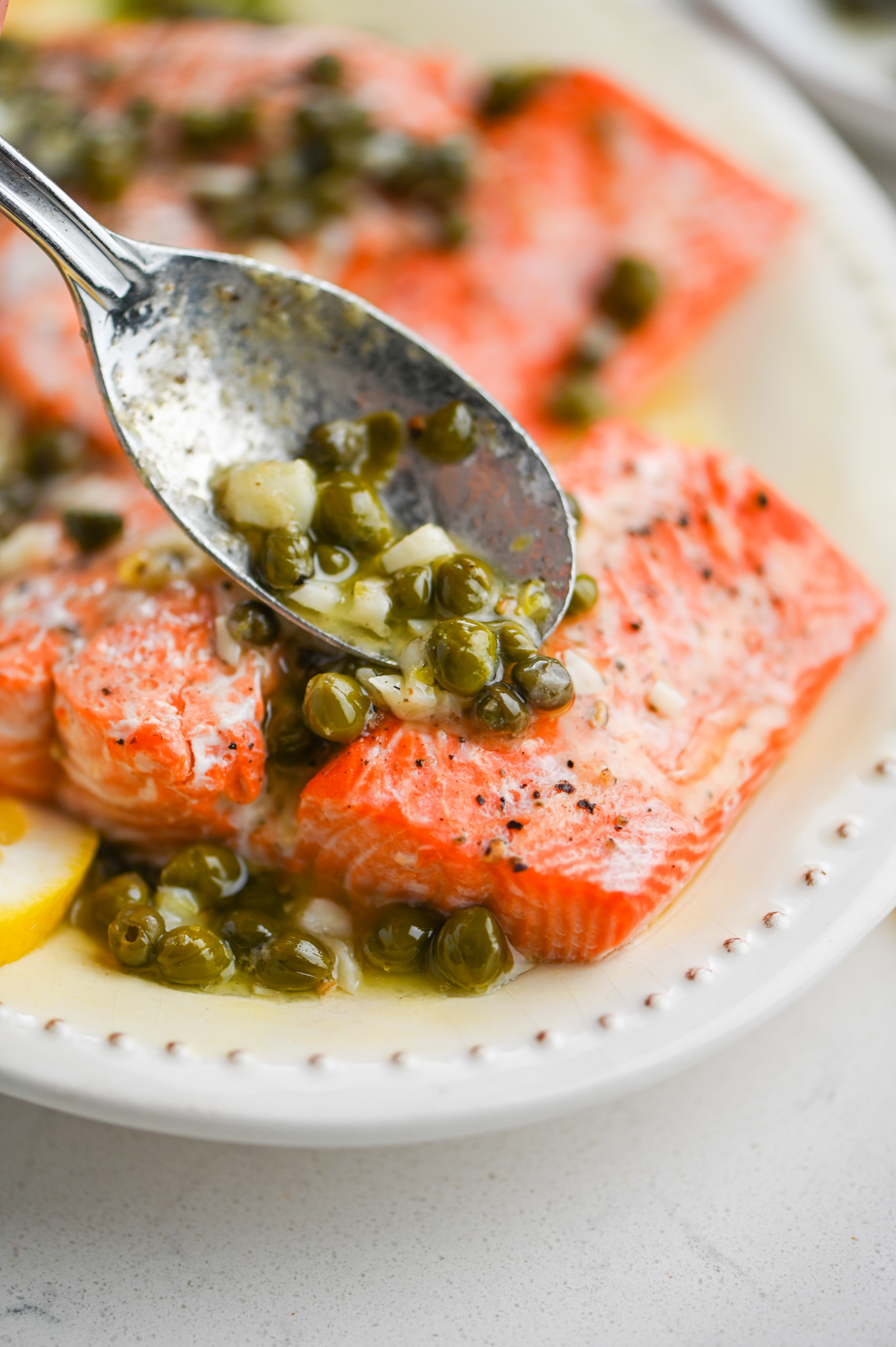 Baked Salmon with Lemon Caper Butter