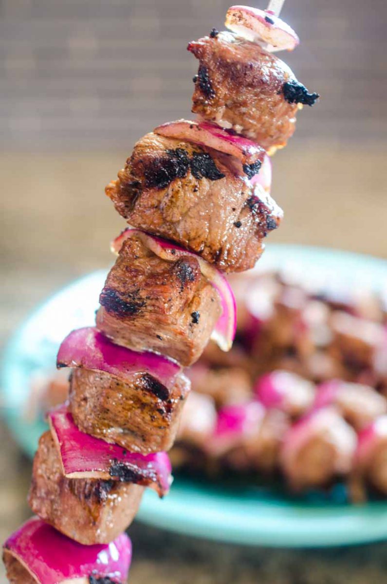 Balsamic Beef Skewers are a must for your summer BBQs. Tri Tip marinated in balsamic and grilled to perfection. 