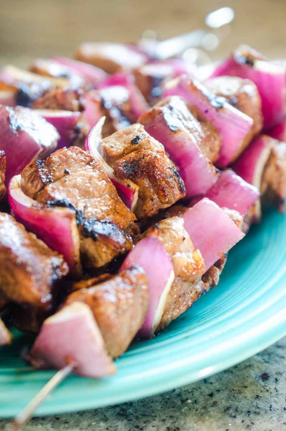 Balsamic Beef Skewers are a must for your summer BBQs. Tri Tip marinated in balsamic and grilled to perfection. 