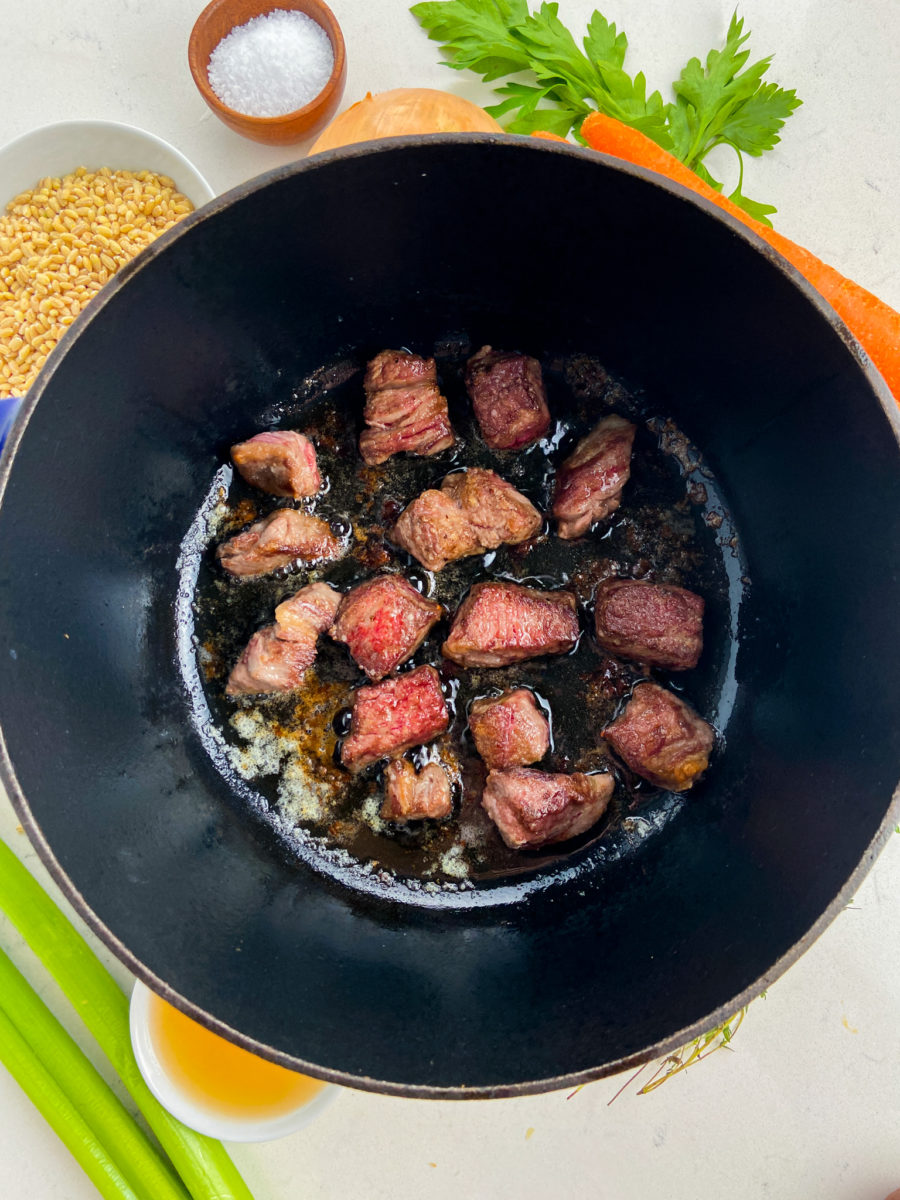 Searing chuck roast. 