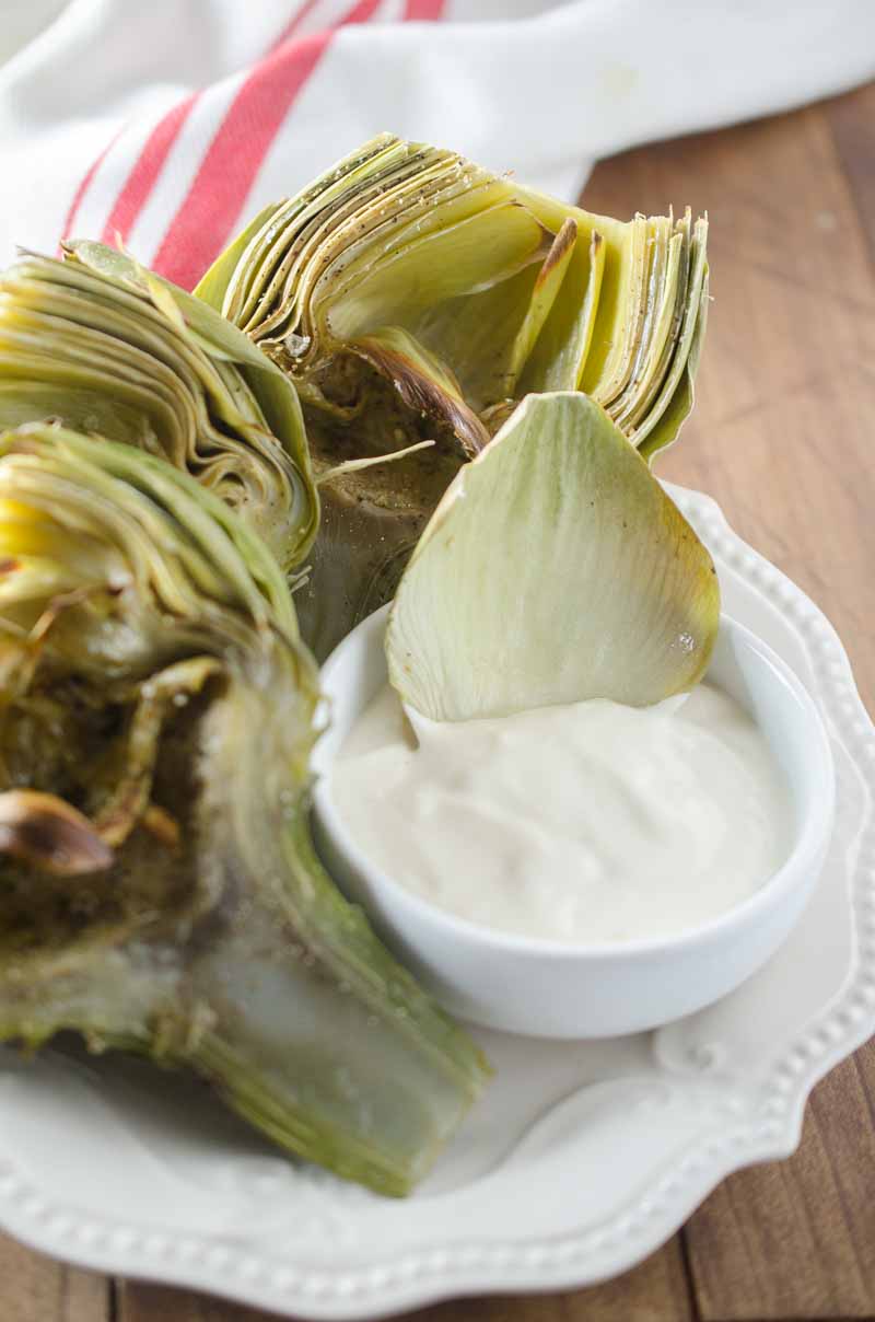 Broiled Artichokes with Malt Vinegar Aioli Life's Ambrosia