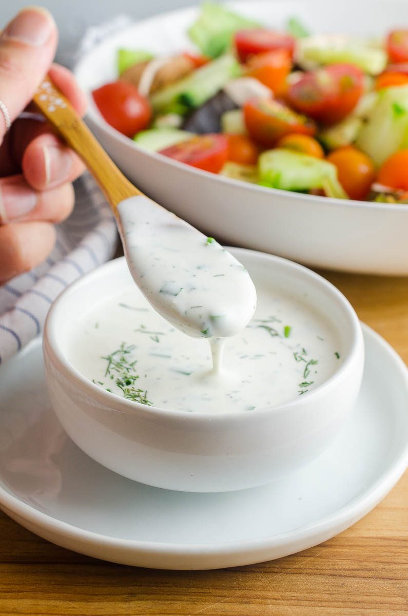 Buttermilk Ranch Dressing is classic for a reason! It is great on salads or as a dip for veggies. With just a few kitchen staples you can make your own! 