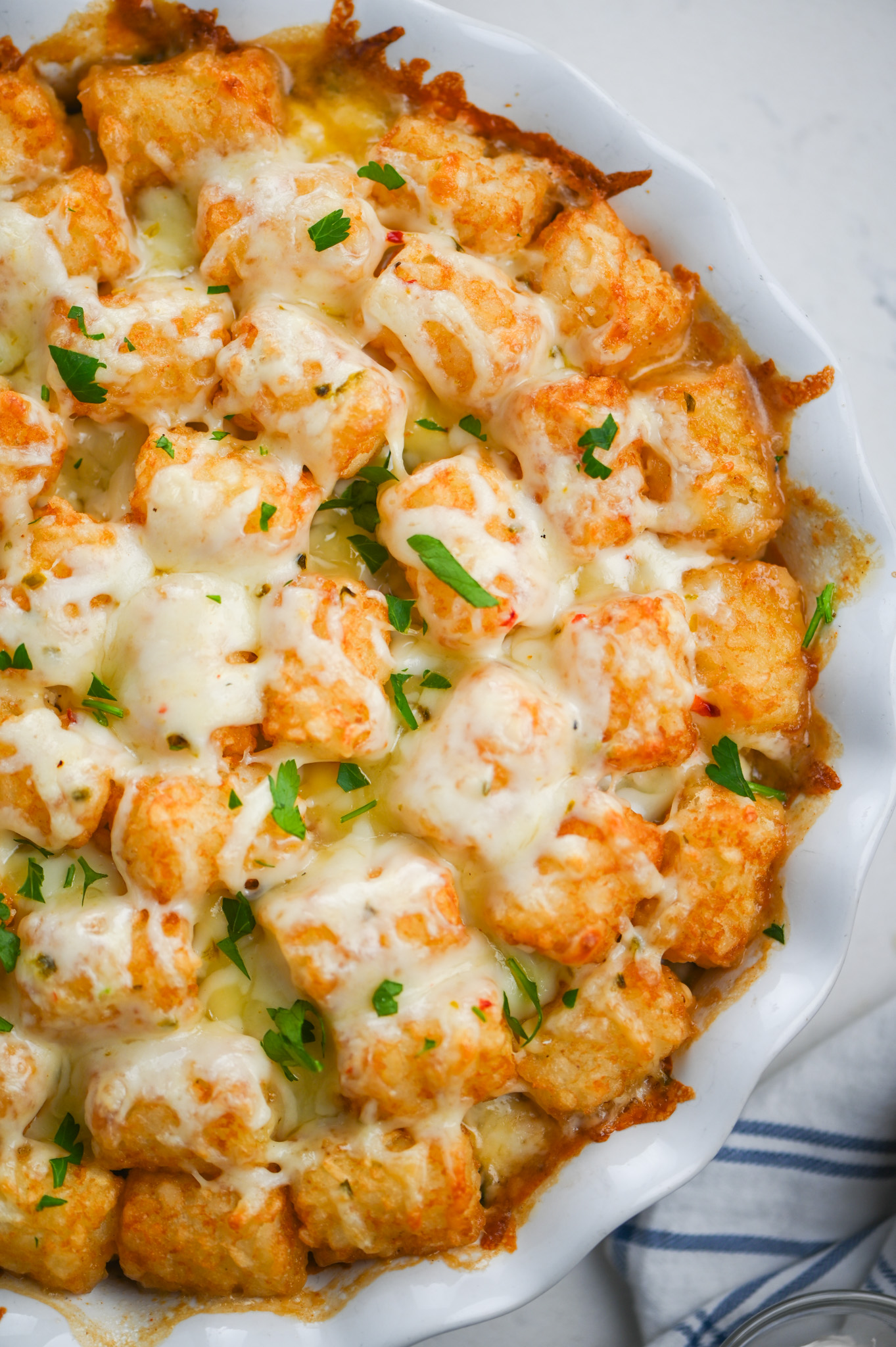 Andouille and Chard Tater Tot Casserole