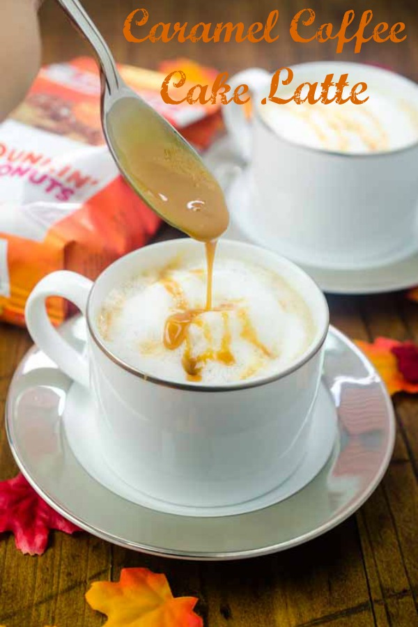 #AD With only 6 ingredients, this Caramel Coffee Cake Latte is easy to make at home. And it is the perfect afternoon pick me up on a cool fall day.