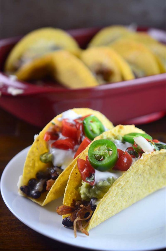 Cheesy Baked Chicken Tacos