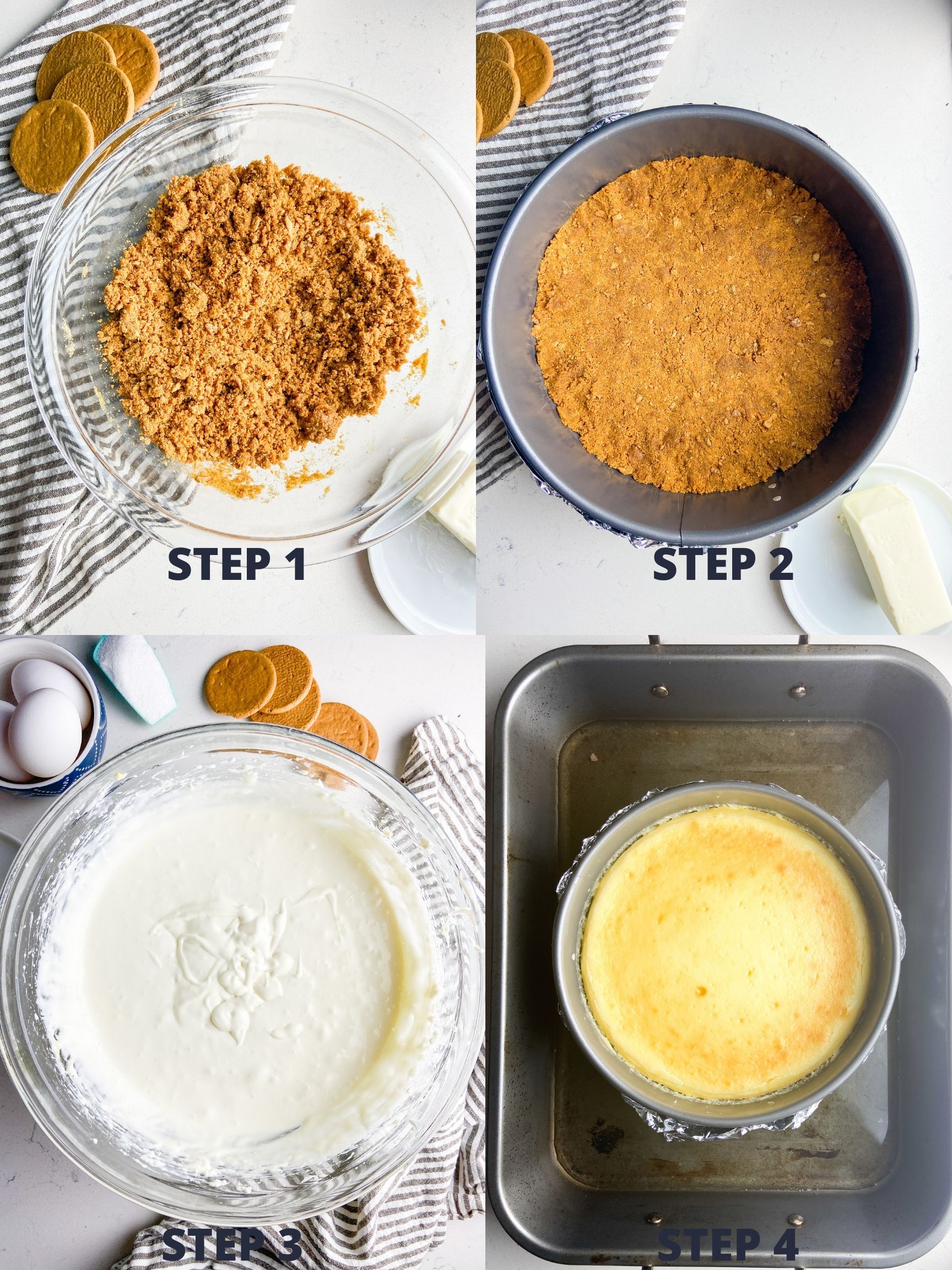 Step by Step instructions for cheesecake. 