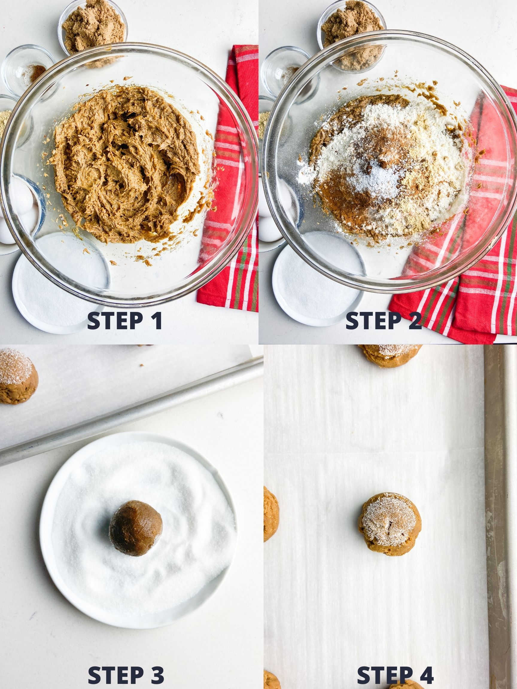 Step by Step Photos chewy molasses cookies. 