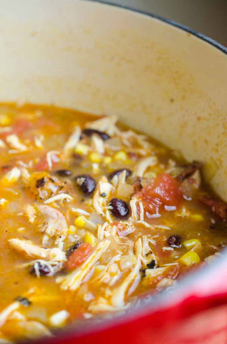 Chicken Tortilla Soup is a classic for a reason. This soup is loaded with tender chicken, beans, corn and fire roasted tomatoes. Sure to warm you up on a cold winter's day! 