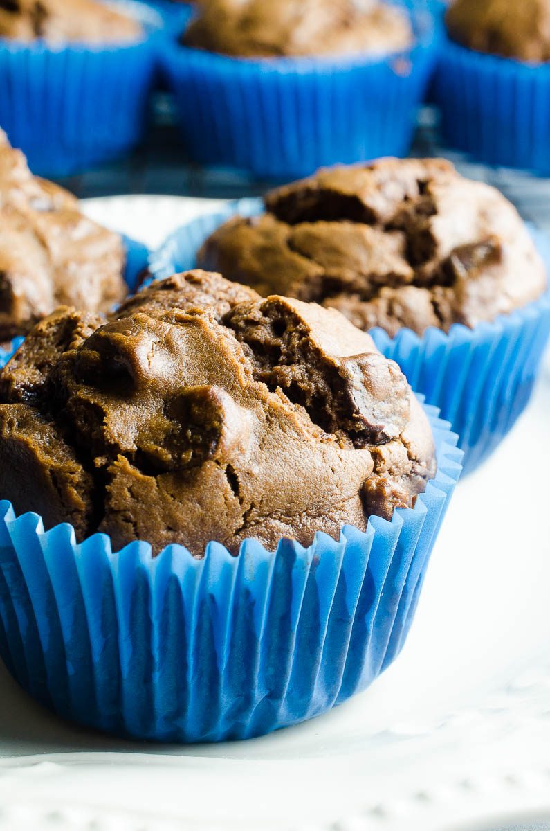 Chocolate Chocolate Chip Muffins are a family favorite! Sweet but not too sweet, they are great for breakfasts on the go or afternoon snacks. 