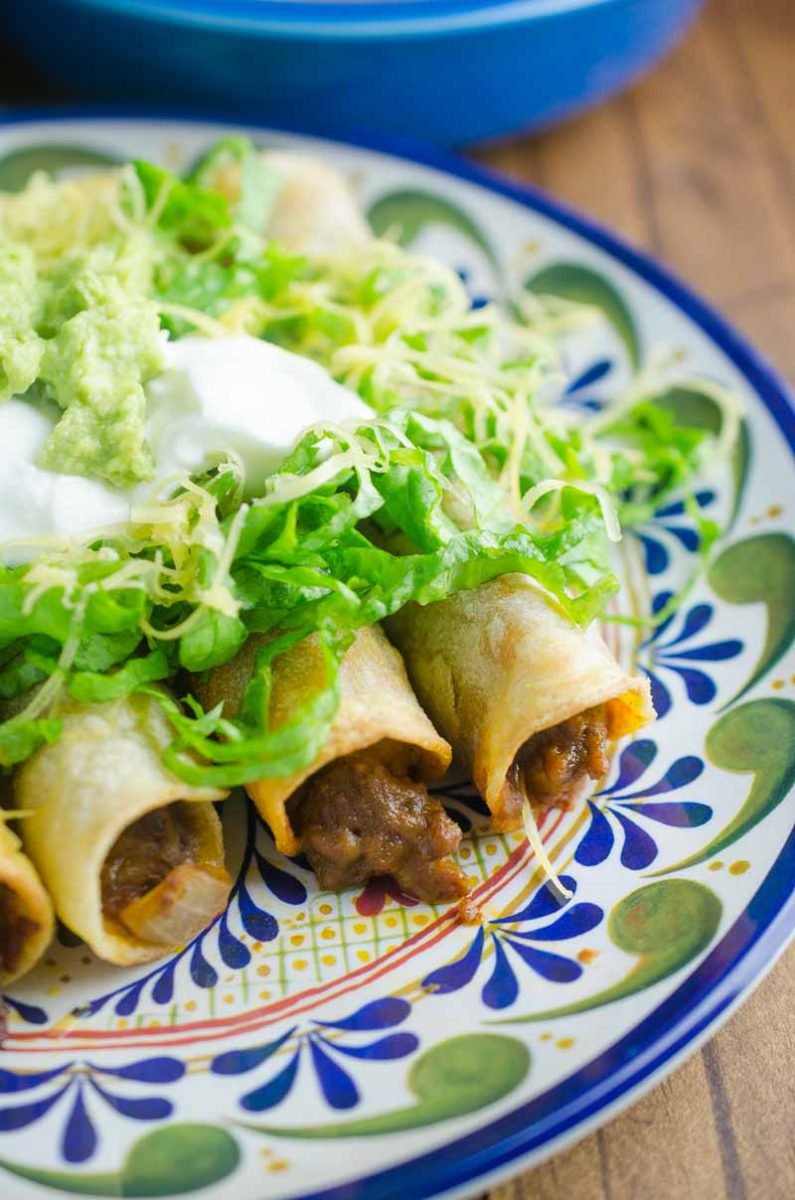 Chorizo & Black Bean Taquitos are crispy oven baked taquitos filled with chorizo, black beans and pepper jack cheese.