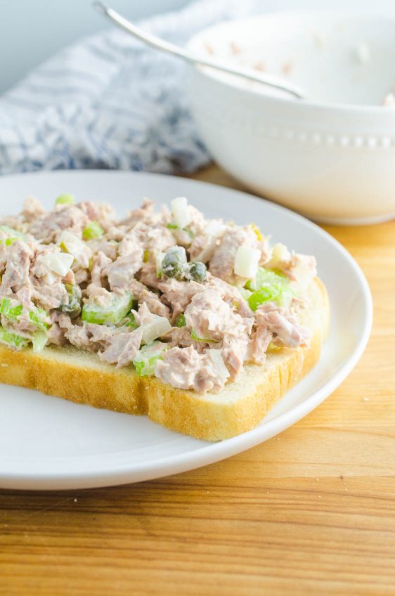 Classic Tuna Salad is a great, protein packed option for lunch. Serve it on sandwiches, crackers or with lettuce for wraps. It's full of flavor and ready in a flash!