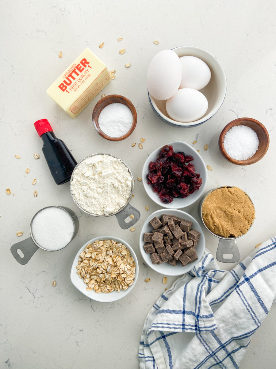 Cranberry Oatmeal Cookie ingredients. 