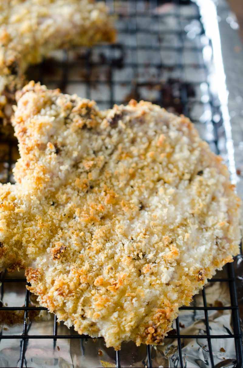 Crispy oven baked pork chops will be a hit with the whole family! 