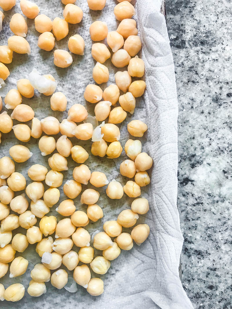 Make chickpeas crispier by patting dry with paper towels. 