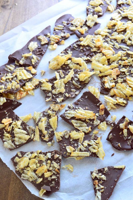 Dark Chocolate Potato Chip Bark