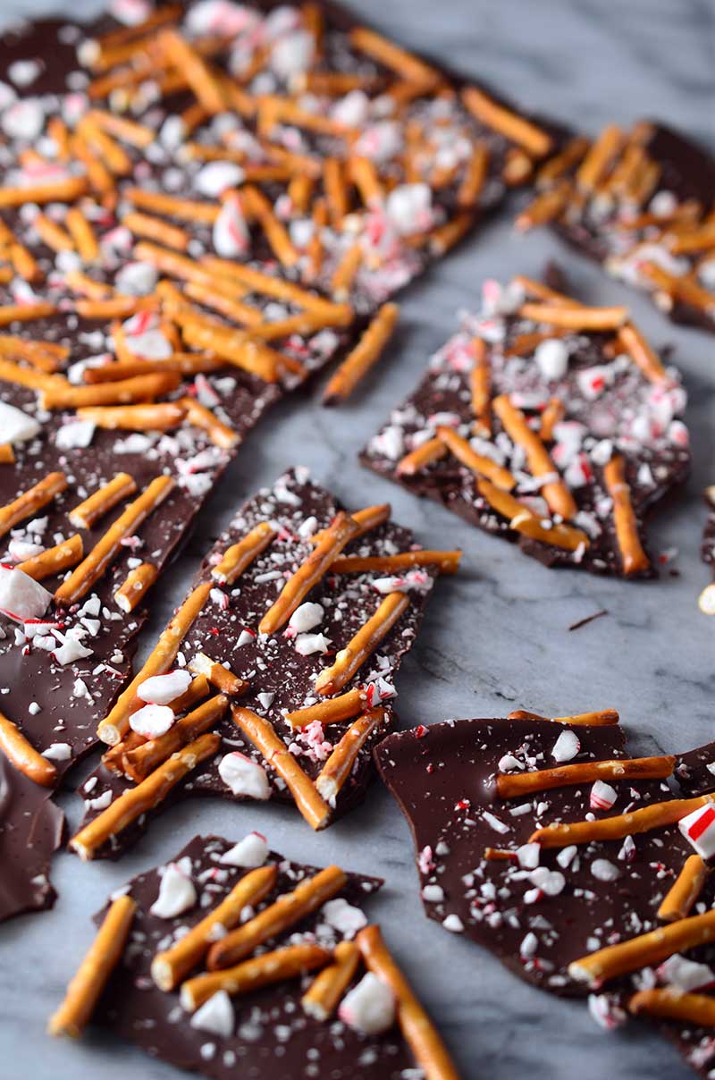 Dark Chocolate Pretzel Peppermint Bark - Life's Ambrosia