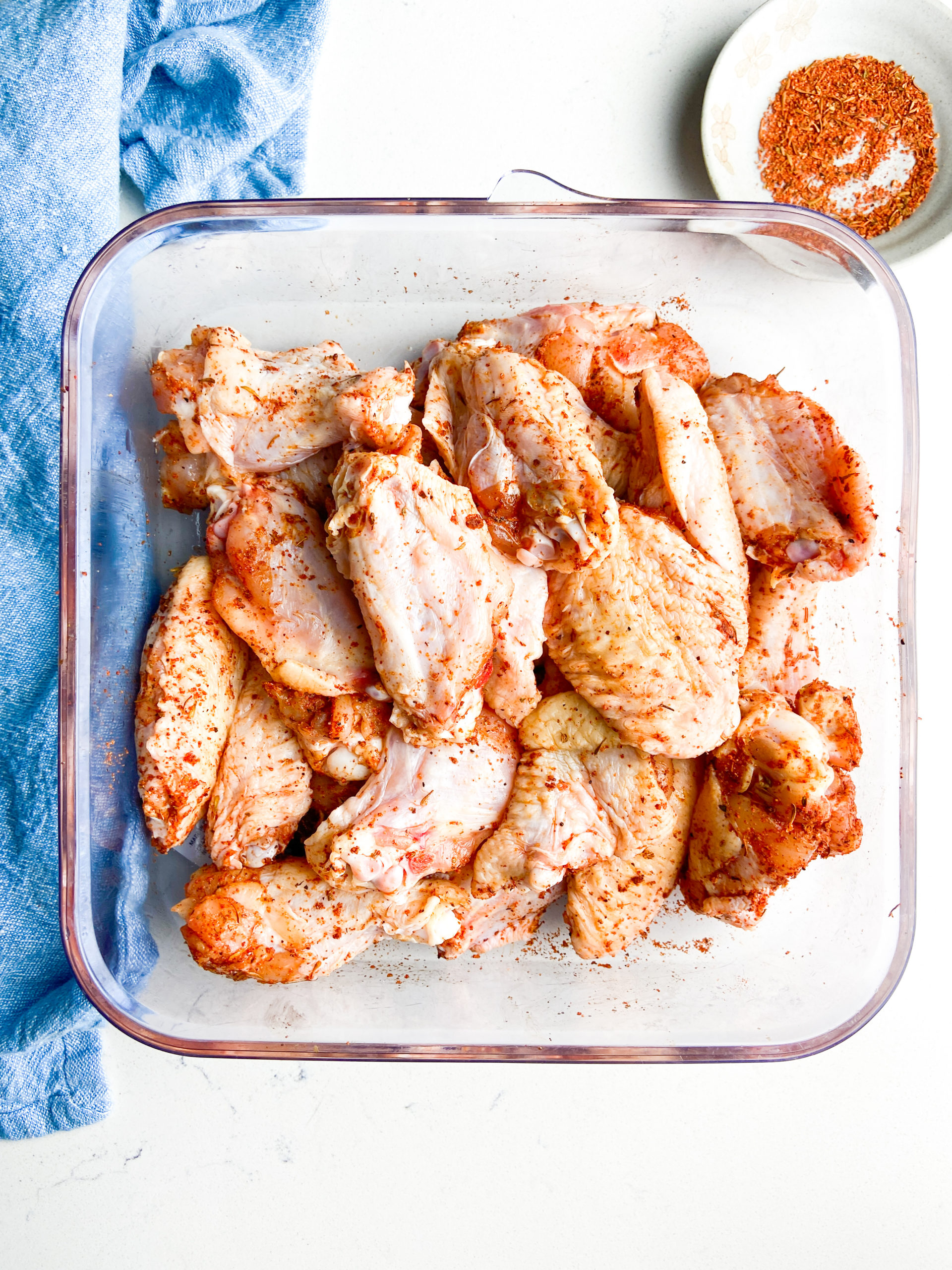 Chicken wings seasoned with blackening seasoning. 