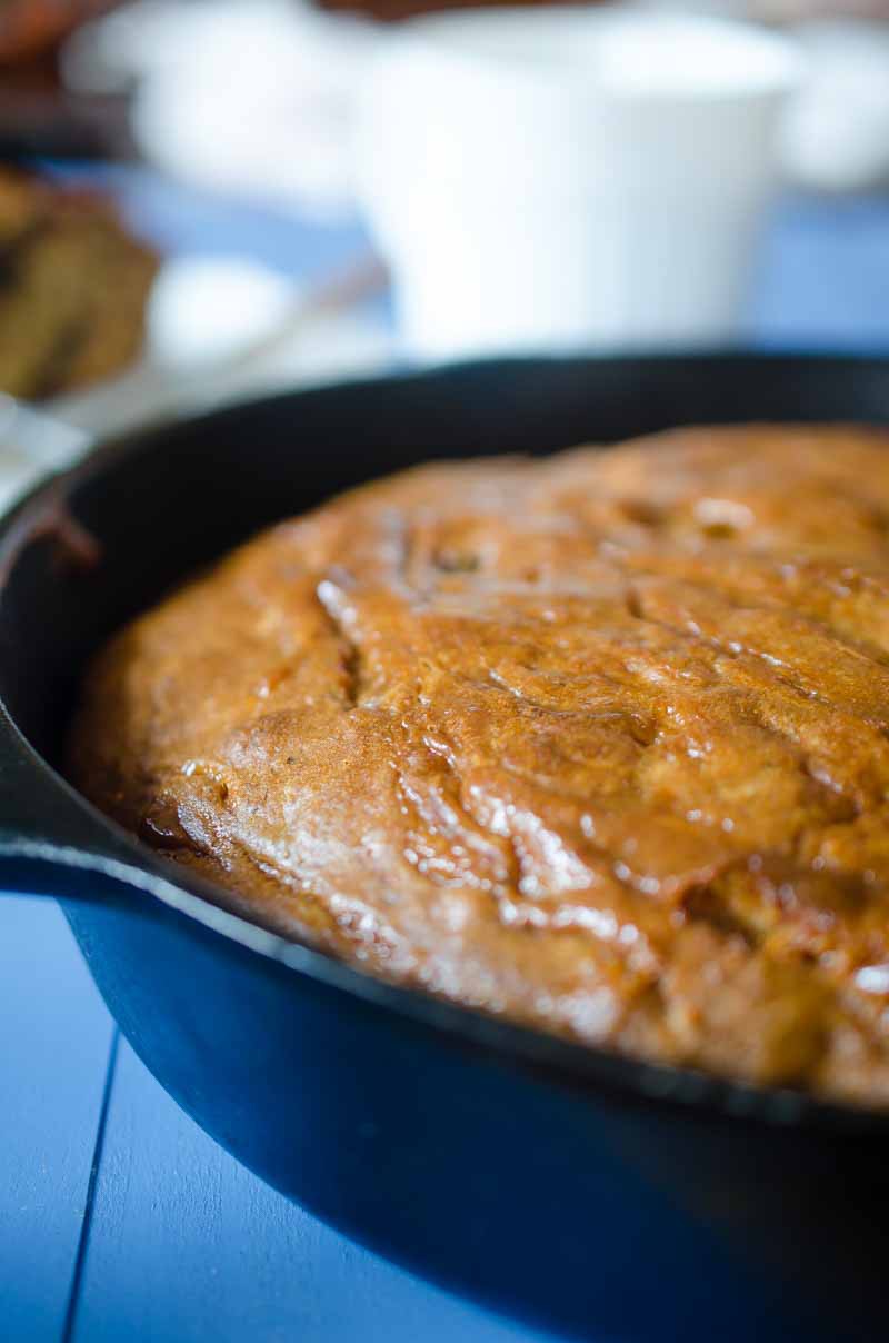 Dulce de Leche Banana Bread with dark chocolate chunks and a swirl of Dulce de Leche. Serve it for breakfast or dessert...or both.
