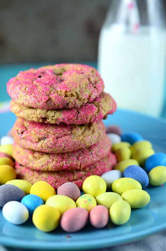 These Easter Candy Cookies are a sweet, soft and chewy way to use up your leftover Easter candy.