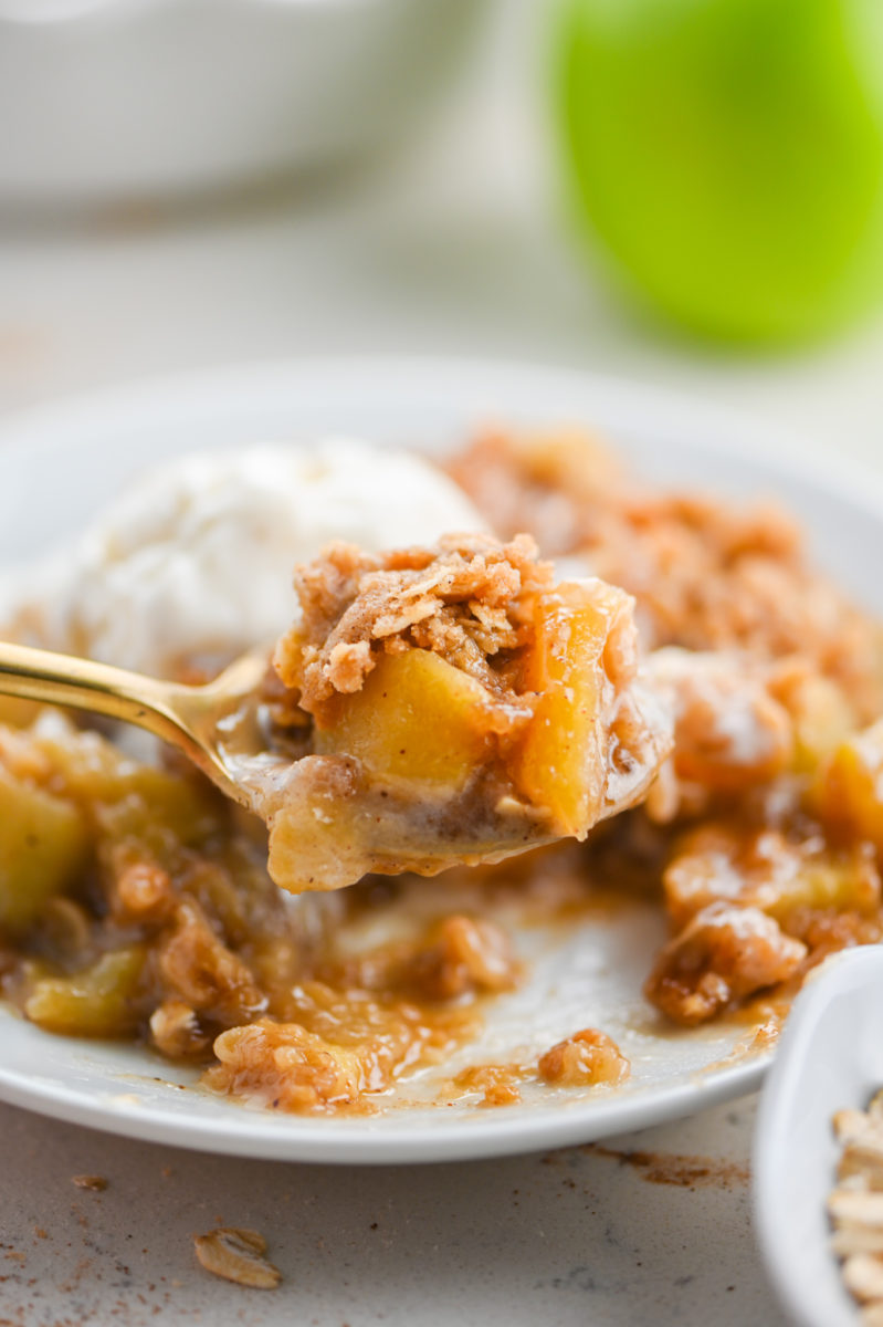 Spoonful of apple crisp. 