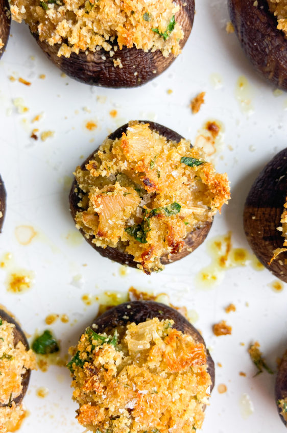 Close up photo of stuffed mushrooms