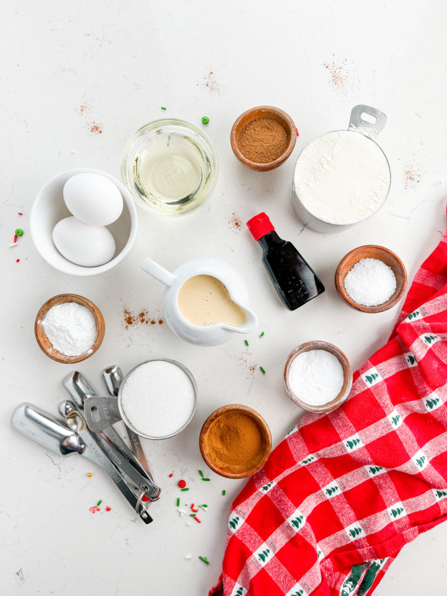 Eggnog cupcake ingredients. 