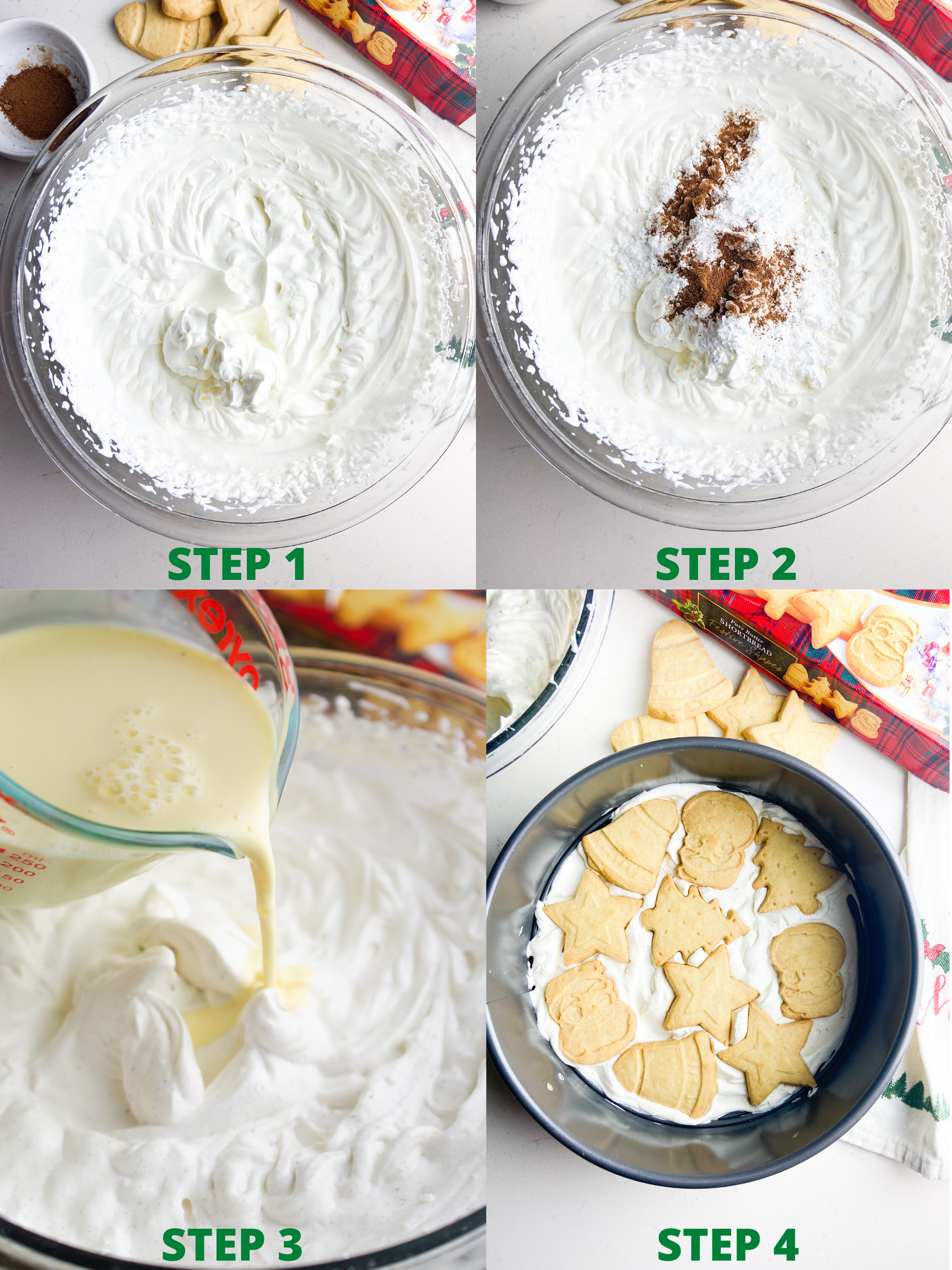 Step by step photos for icebox cake.