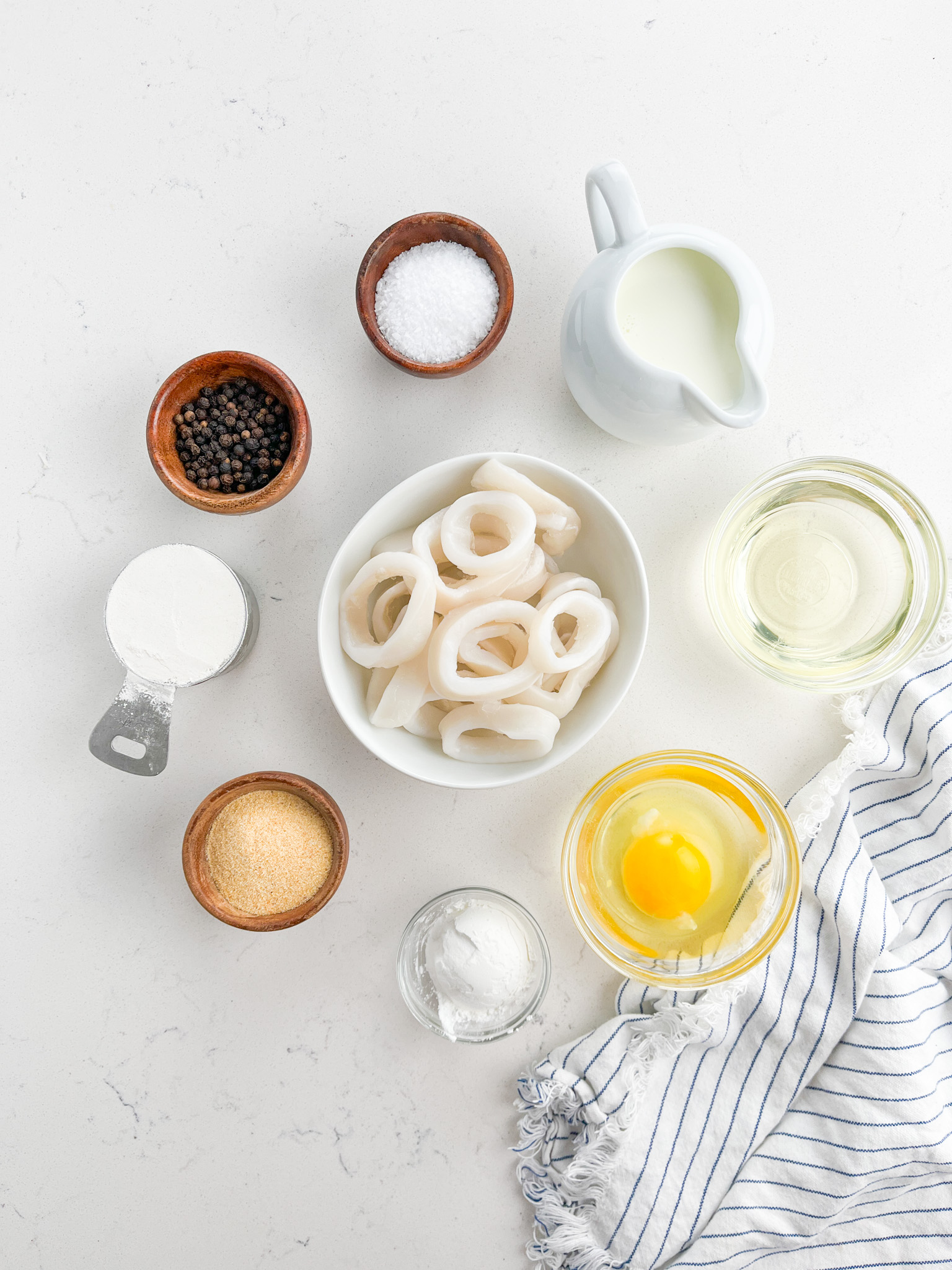 Fried Calamari ingredients with white background. 