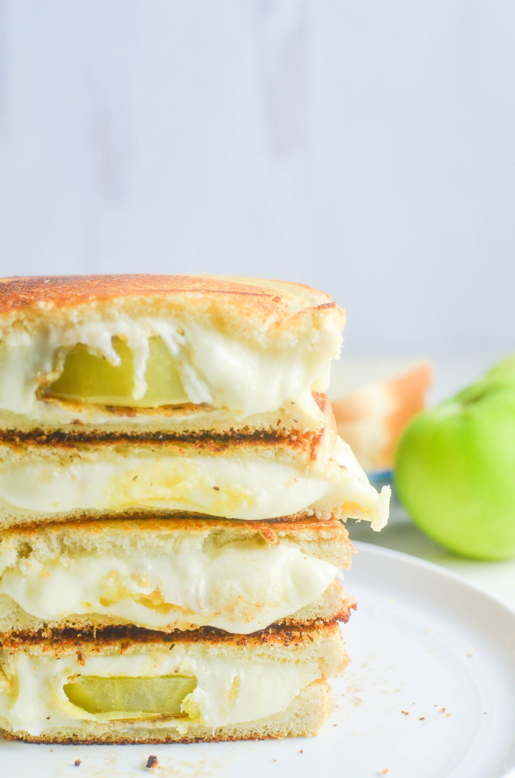 Fried green tomato grilled cheese stacked