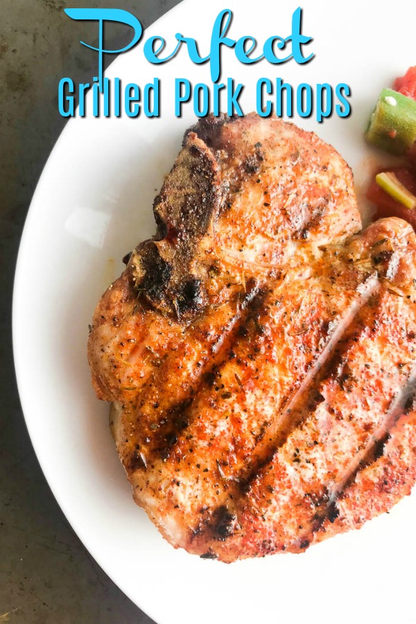 Grilled Pork Chops are so easy! WIth only 3 ingredients you can have this family friendly dinner on the table in no time! #pork #porkchops #familyfriendly #dinner #quickdinner #grill #grilling