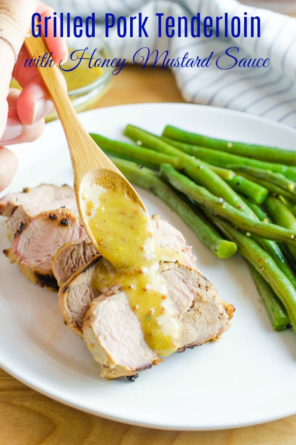 Grilled Pork Tenderloin is an easy flavorful dinner. Marinated in a honey mustard sauce and then grilled to perfection. An easy family dinner!  #pork #porktenderloin #easydinner #weeknightdinner #grilling