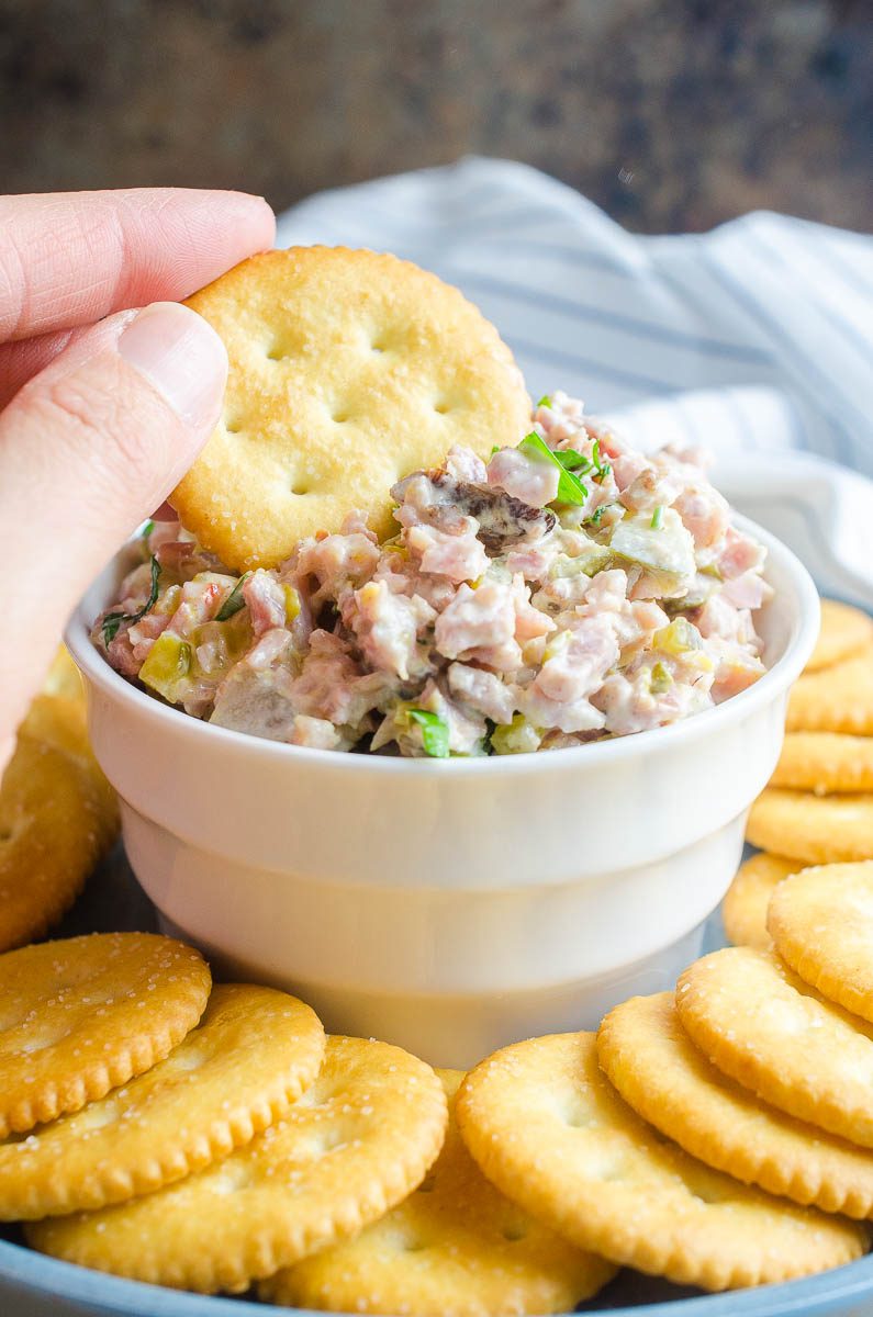 Ham salad is one of the BEST ways to use leftover ham. Less than 10 ingredients and 10 minutes and you can be snacking on this delectable classic.