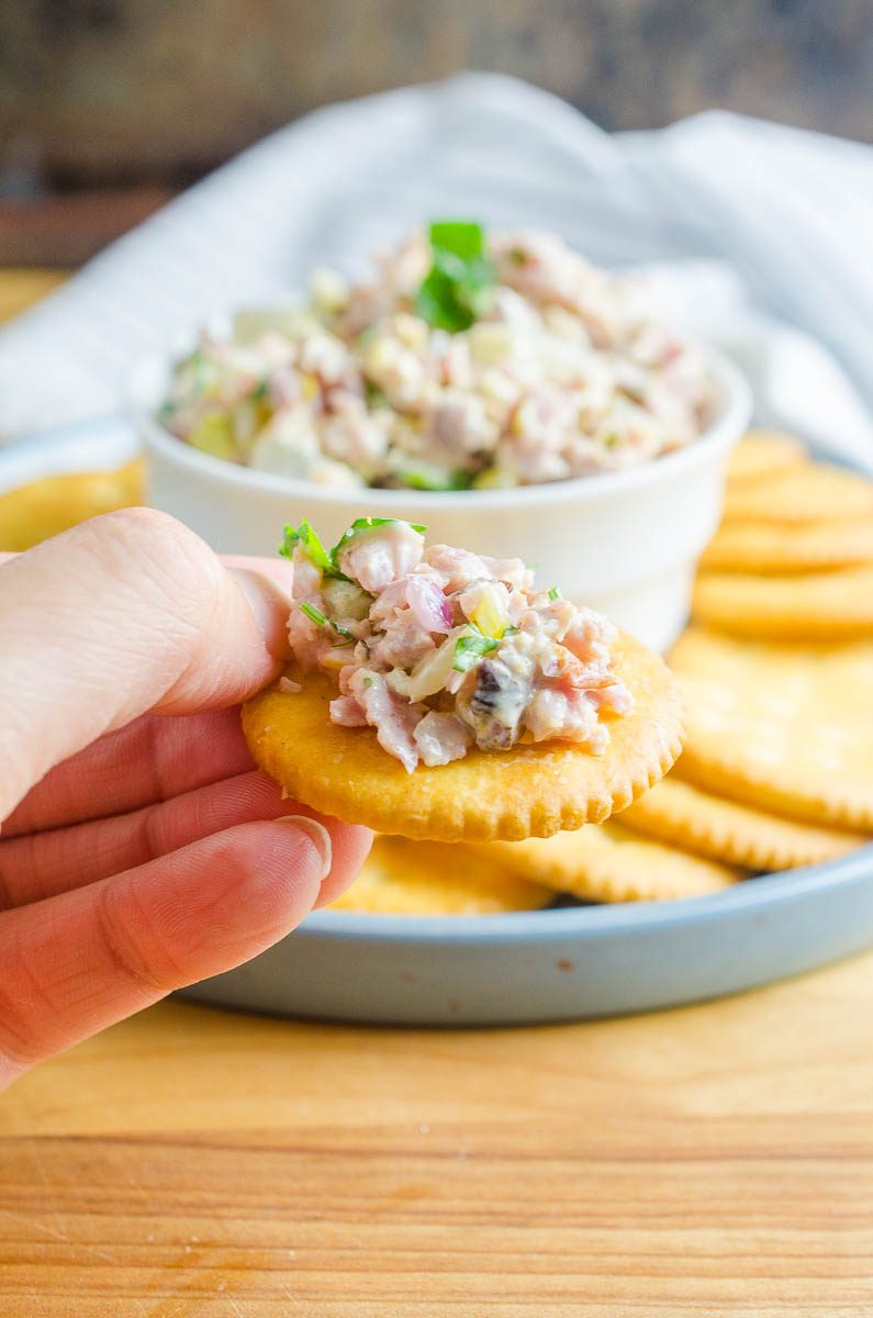 Ham salad is one of the BEST ways to use leftover ham. Less than 10 ingredients and 10 minutes and you can be snacking on this delectable classic.