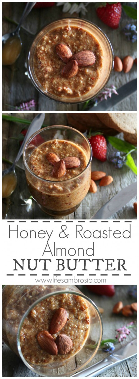 Honey and Roasted Almond Nut Butter is the perfect combination of sweet, salty and nutty goodness!