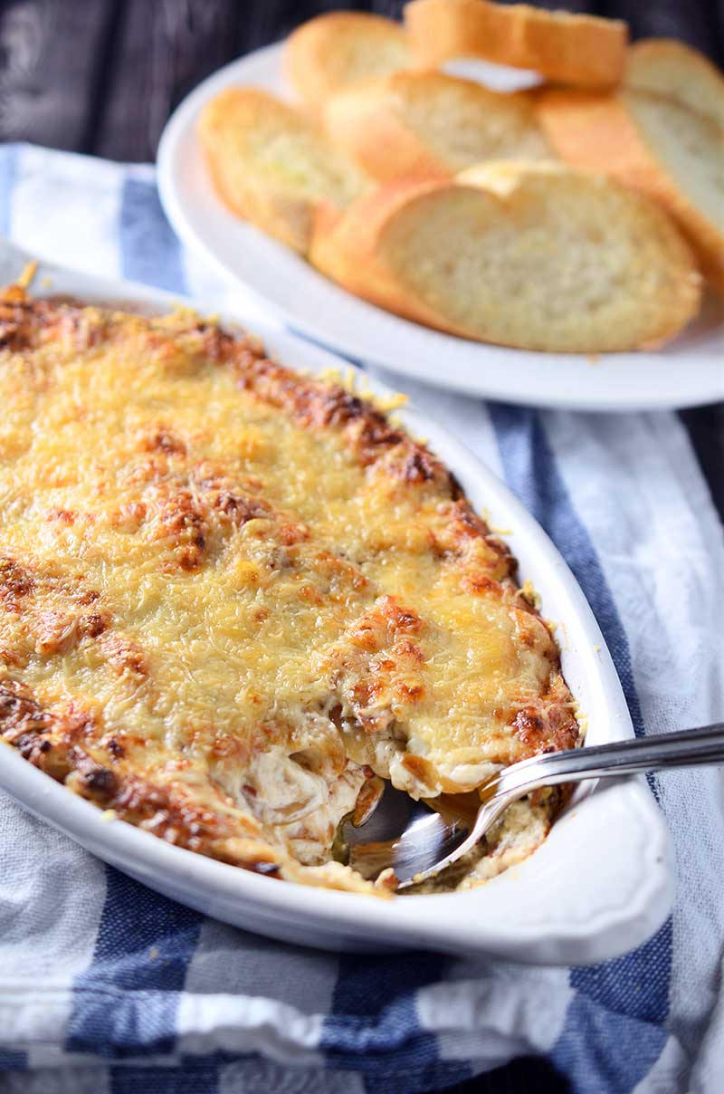 Hot Caramelized Sweet Onion & Bacon Dip Life's Ambrosia